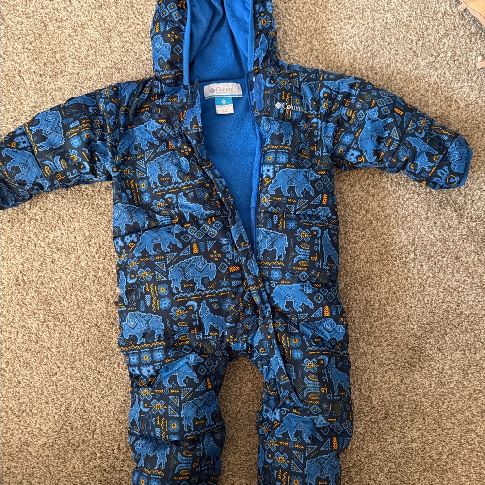 Columbia Blue and Black Patterned Kids Footie